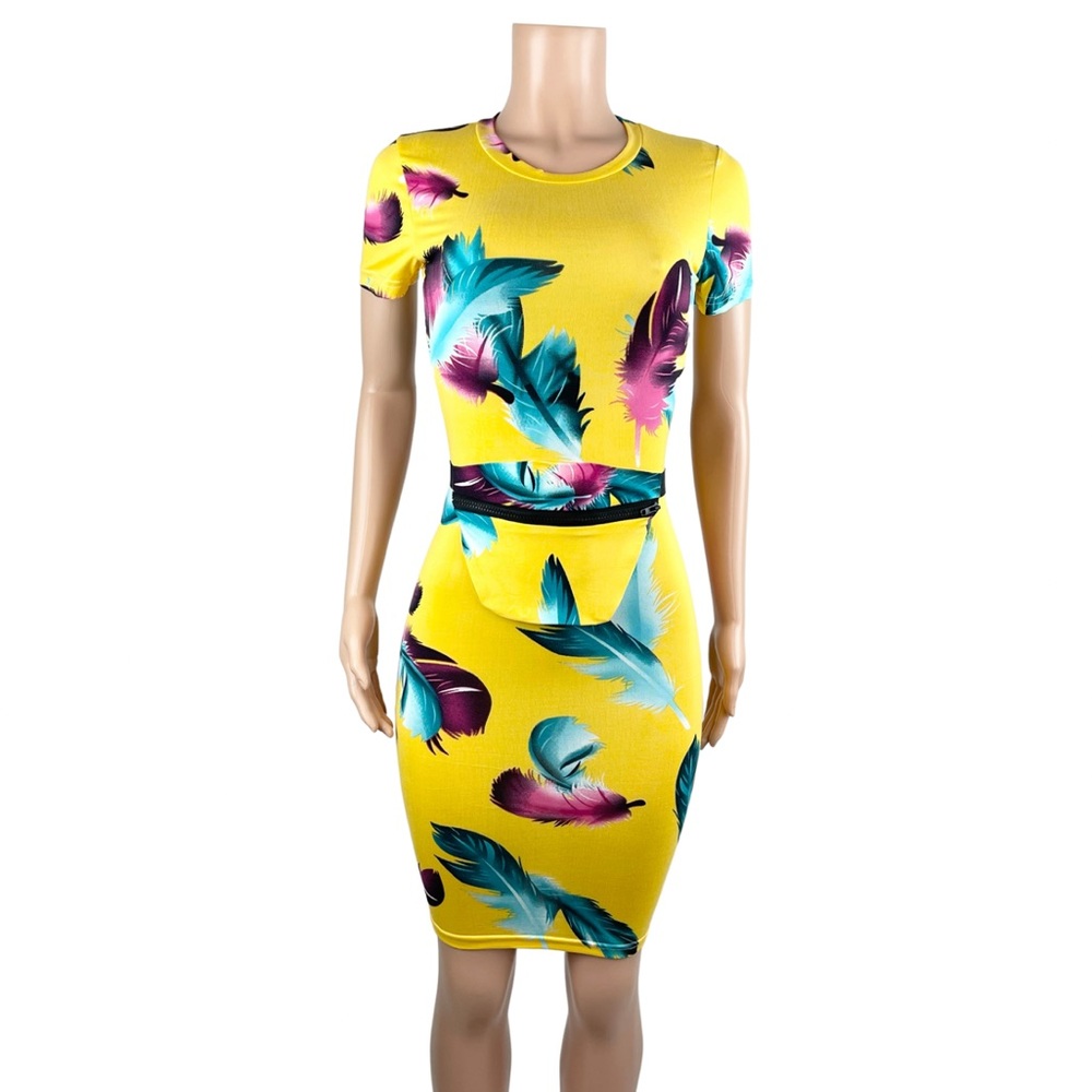 Go Your Own Way Feather Print Dress w/Matching Fanny Pack